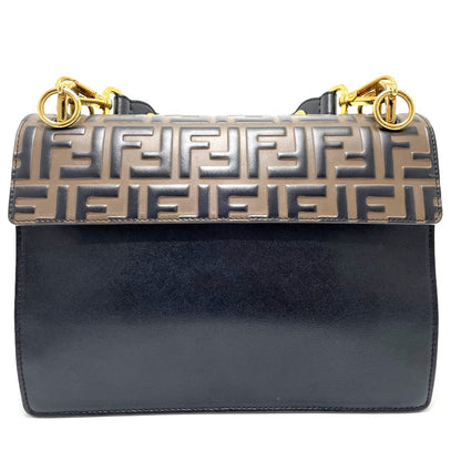 FENDI Handbag 8BT283 leather Brown x black FF Zucca Canai Women