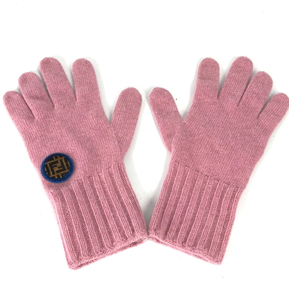 FENDI gloves FXY554 Wool / cashmere pink Zucca patch Women