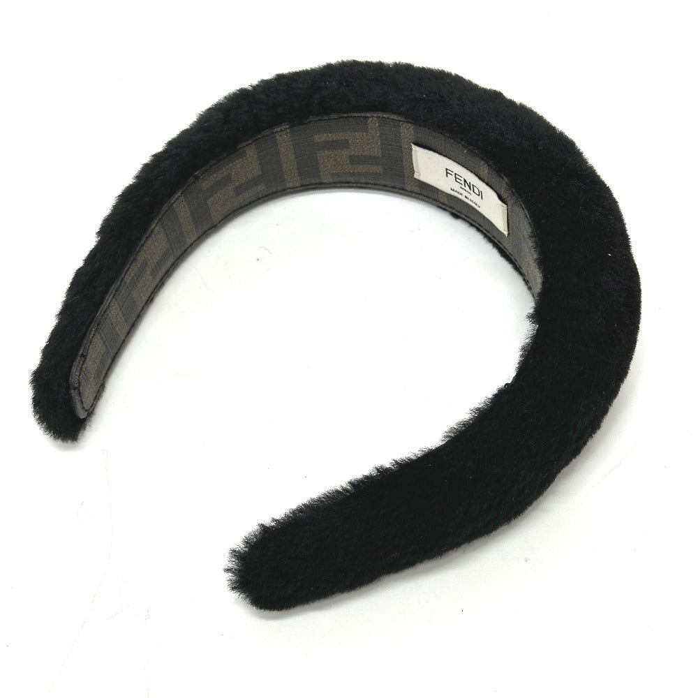 FENDI hair accessory fur black Hair band head band boa zucca Women