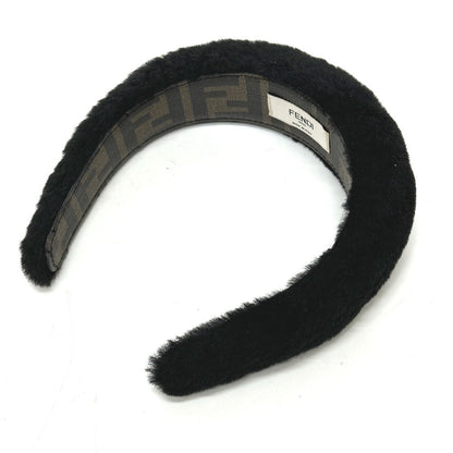 FENDI hair accessory fur black Hair band head band boa zucca Women