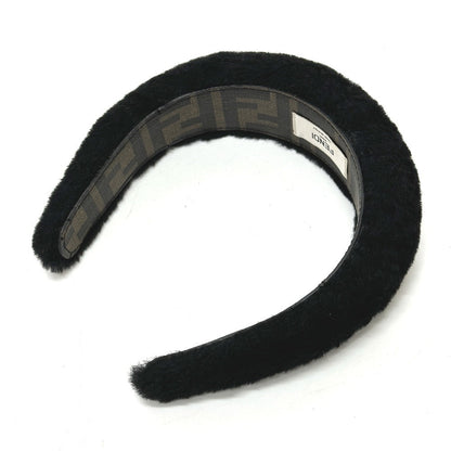FENDI hair accessory fur black Hair band head band boa zucca Women