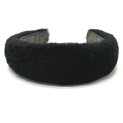 FENDI hair accessory fur black Hair band head band boa zucca Women