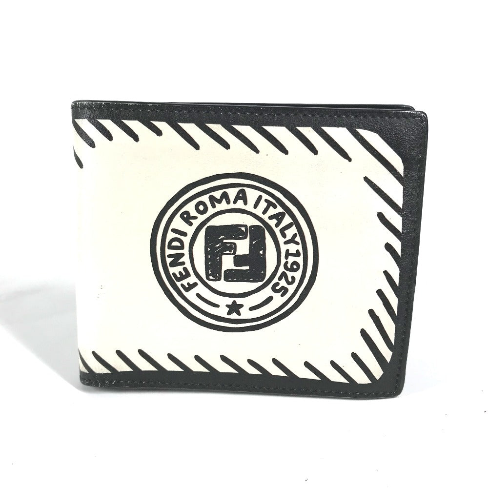 FENDI Folded wallet 7M0169 leather white Compact wallet Joshua Vides Collaboration mens