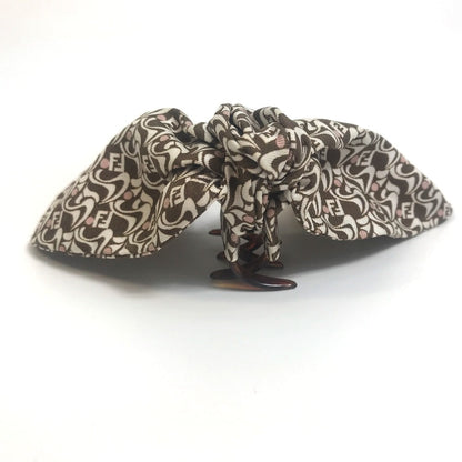 FENDI Valletta silk Brown x white Silk logo Women