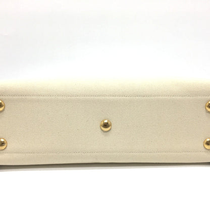 FENDI Tote Bag 8BH379 canvas Beige x black logo rome shopper Women