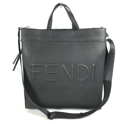 FENDI Tote Bag 7VA583 leather black shoulder bag shopper medium mens