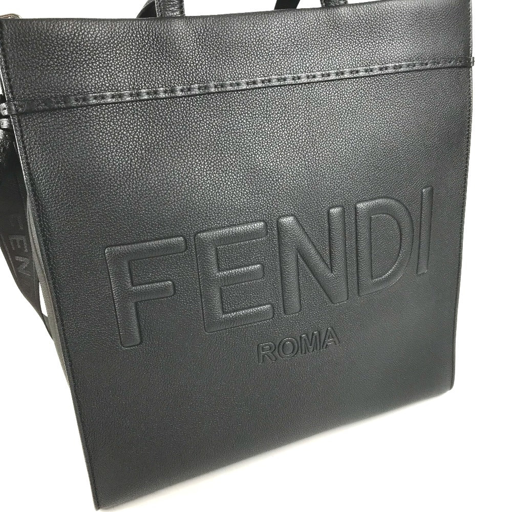 FENDI Tote Bag 7VA583 leather black shoulder bag shopper medium mens