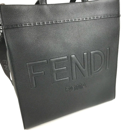 FENDI Tote Bag 7VA583 leather black shoulder bag shopper medium mens