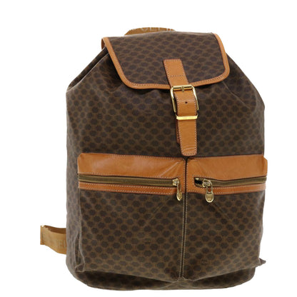 Luxury CELINE Macadam Canvas Backpack PVC Leather Brown  40328