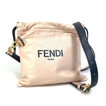 FENDI Shoulder Bag 8BT337 leather pink Drawstring Pochette Pouch Crossbody pack slim clutch small Women