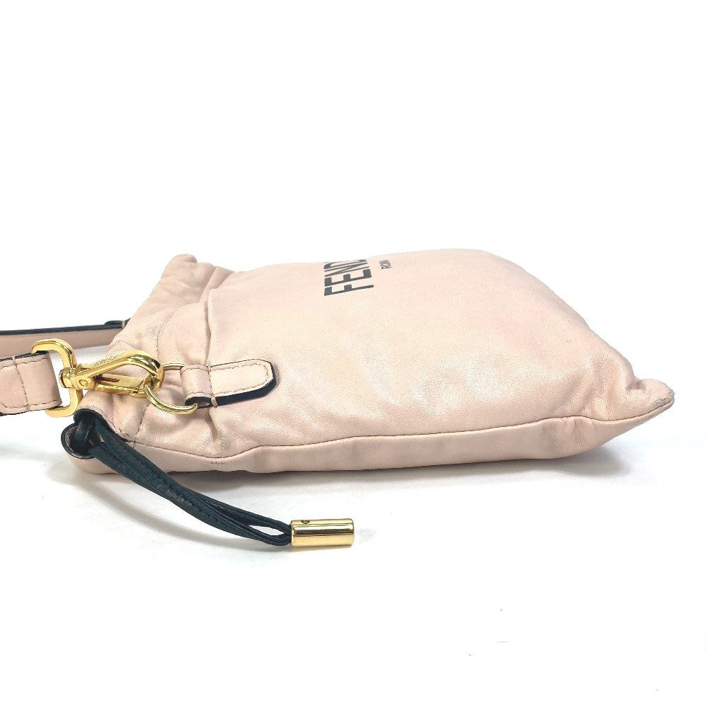 FENDI Shoulder Bag 8BT337 leather pink Drawstring Pochette Pouch Crossbody pack slim clutch small Women