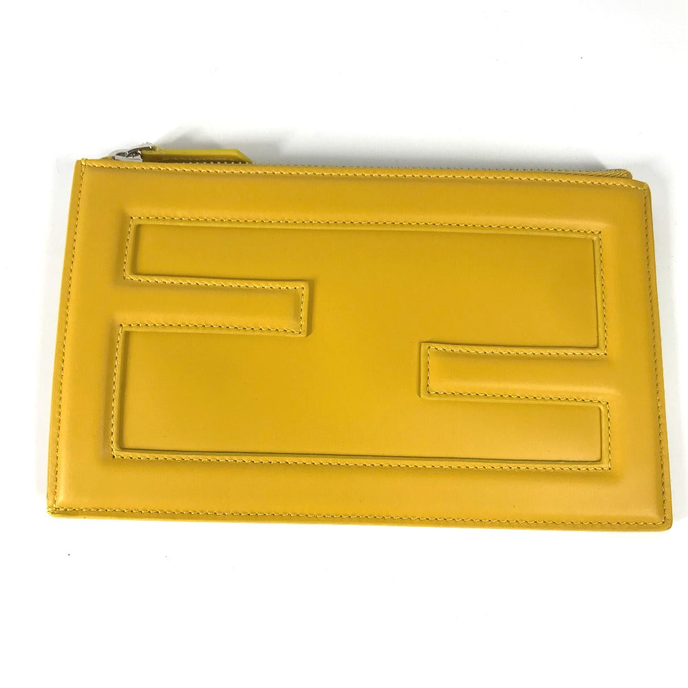 FENDI Clutch bag 7N0114 leather yellow logo Women