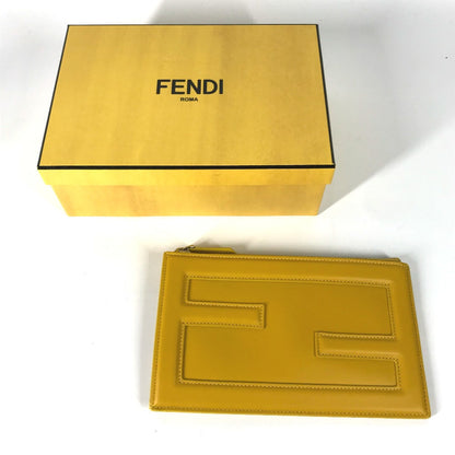 FENDI Clutch bag 7N0114 leather yellow logo Women