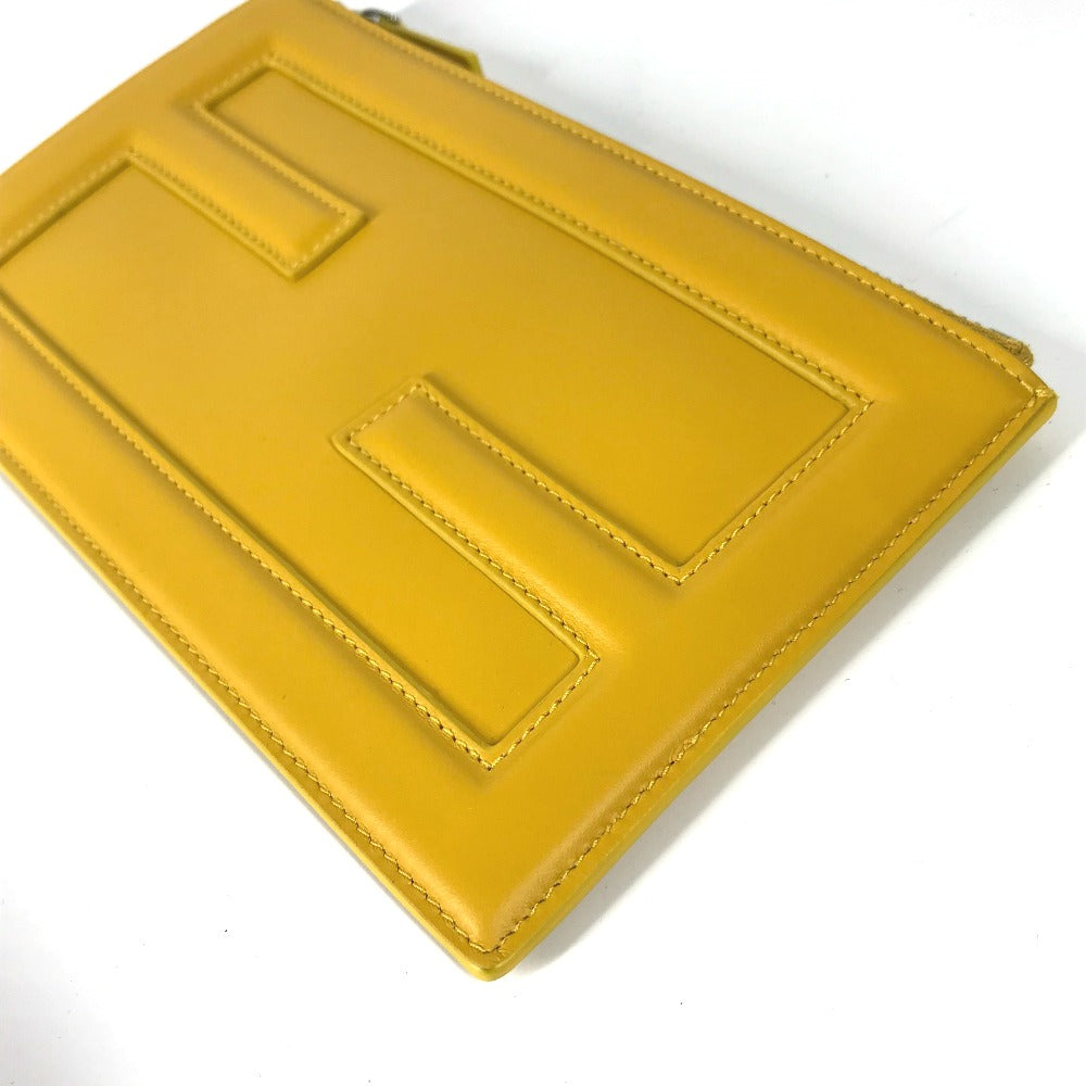 FENDI Clutch bag 7N0114 leather yellow logo Women