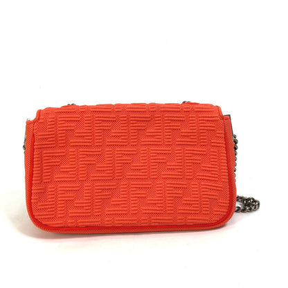 FENDI Shoulder Bag 8BR793 Canvas / leather Red Baguette Chain Midi Women