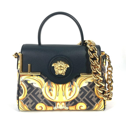 FENDI Handbag PVC / Leather Brown Versace collaboration VERSACE la medusa satchel bag zucca