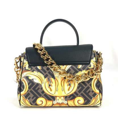 FENDI Handbag PVC / Leather Brown Versace collaboration VERSACE la medusa satchel bag zucca