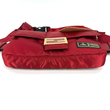 FENDI Shoulder Bag 7VA472 Nylon Red PORTER collaboration Bucket bag