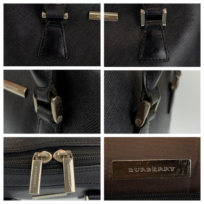 BURBERRY Handbag leather Black SilverMetal Handbag Tote Bag Medium Check Pattern Women