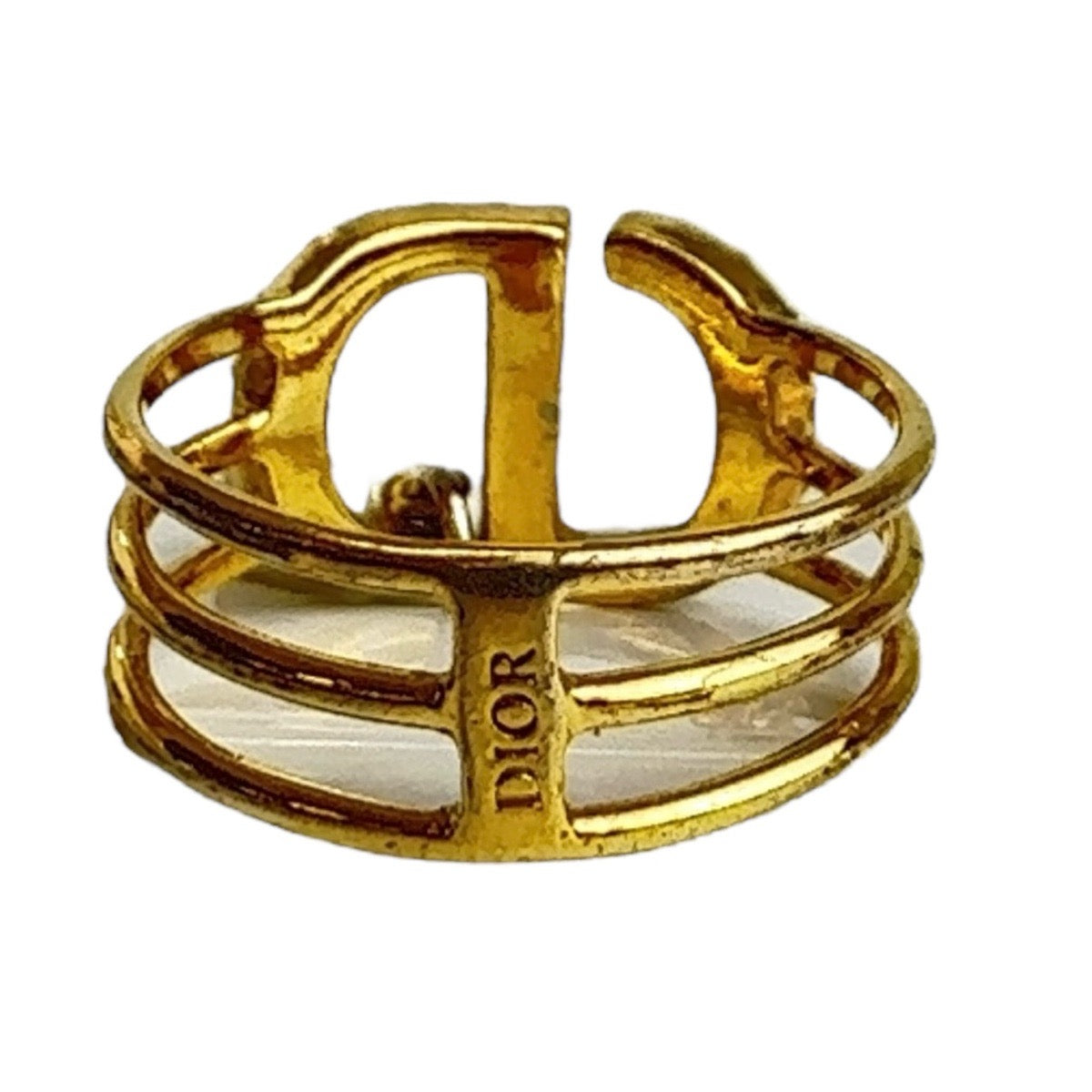 Dior Ring Metal, Rhinestone gold Ring Rhinestone Pearl Women M
