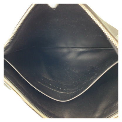 BALENCIAGA Clutch bag leather Black Green SilverMetal Clutch bag business bag Magazine Print mens
