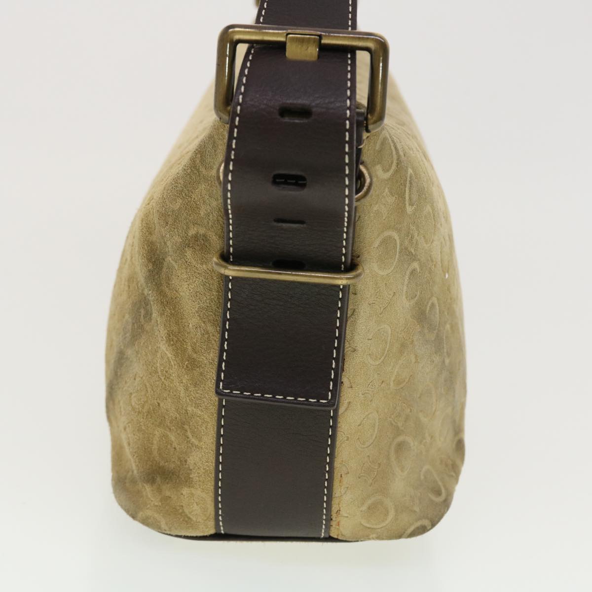 Luxury CELINE C Macadam Canvas Shoulder Bag Beige  40751