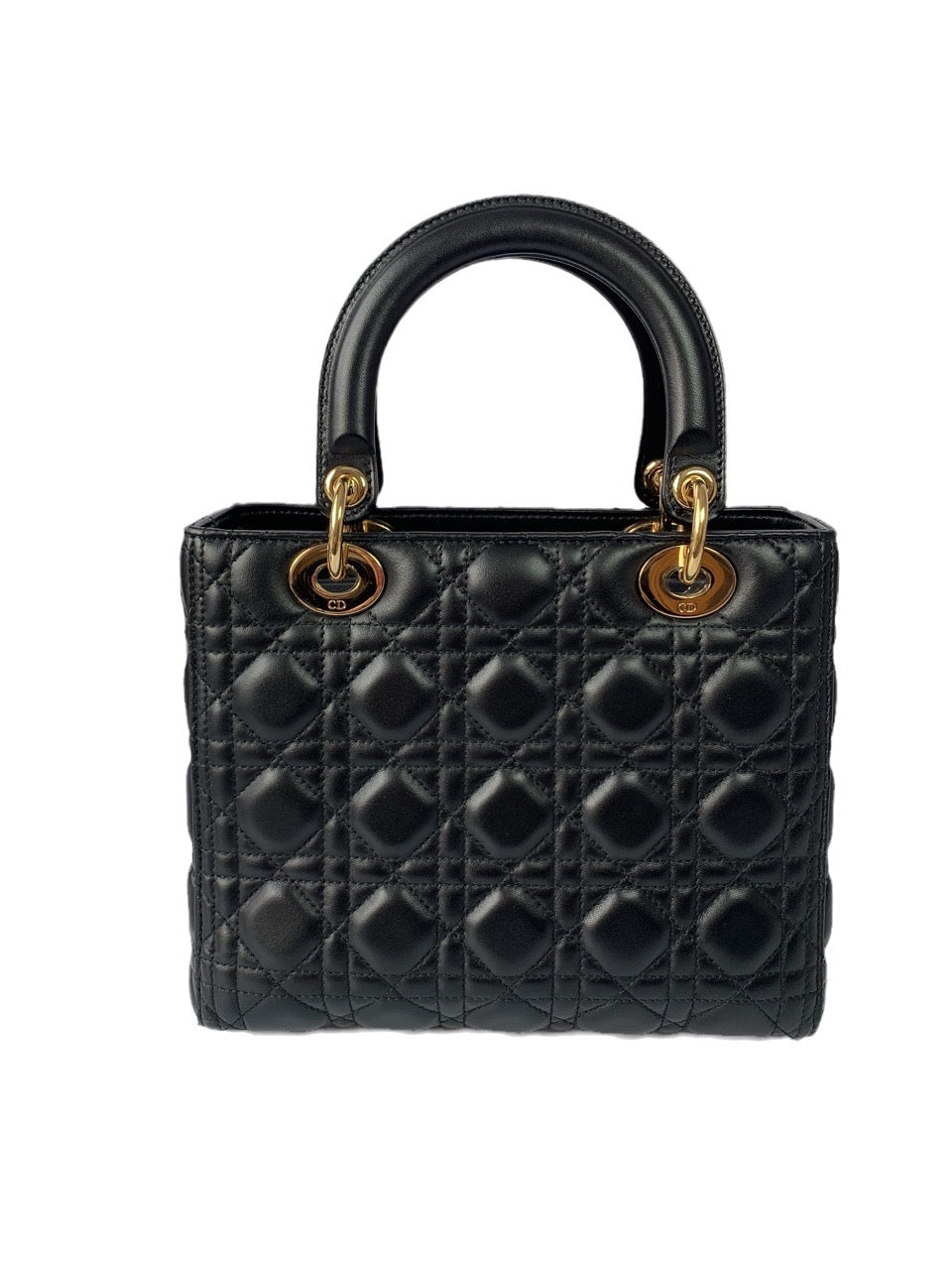Lady Dior Medium Black Cannage Lambskin Leather Gold Hardware