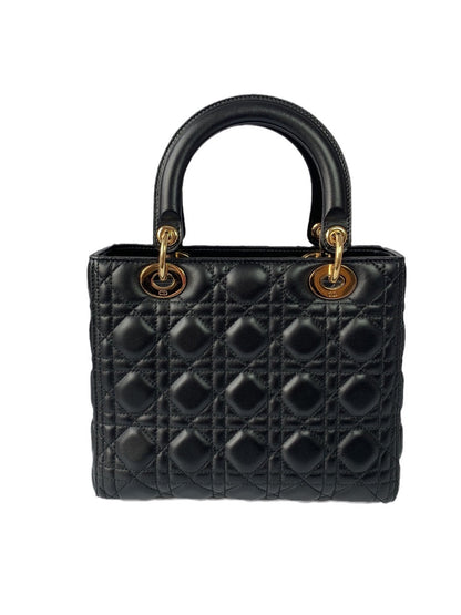 Lady Dior Medium Black Cannage Lambskin Leather Gold Hardware