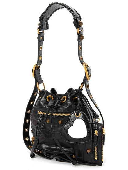 Luxury Balenciaga Trending 2025 Le Cagole XS Leather Bucket Bag Black
