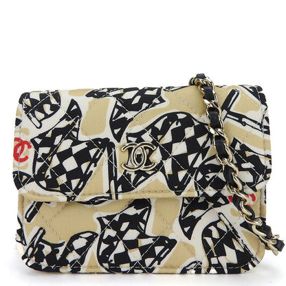 CHANEL Shoulder Bag canvas beige Mini-minimatrasse