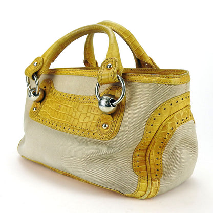 CELINE Handbag Canvas, Leather yellow Boogie bag Women
