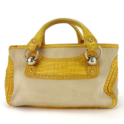CELINE Handbag Canvas, Leather yellow Boogie bag Women