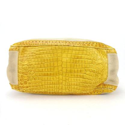 CELINE Handbag Canvas, Leather yellow Boogie bag Women
