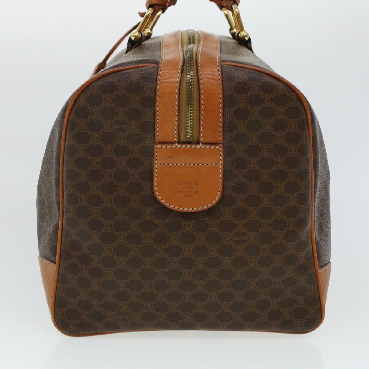 Luxury CELINE Macadam Canvas Boston Bag PVC Leather Brown  41216