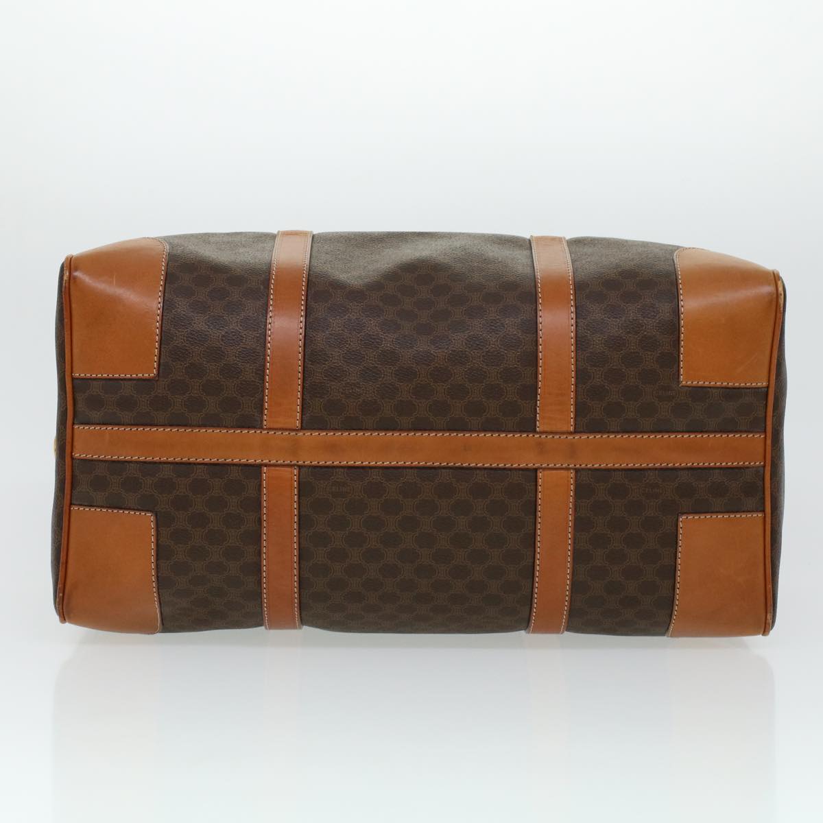 Luxury CELINE Macadam Canvas Boston Bag PVC Leather Brown  41216