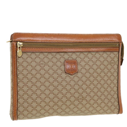 Luxury CELINE Macadam Canvas Clutch Bag PVC Leather Beige  41223