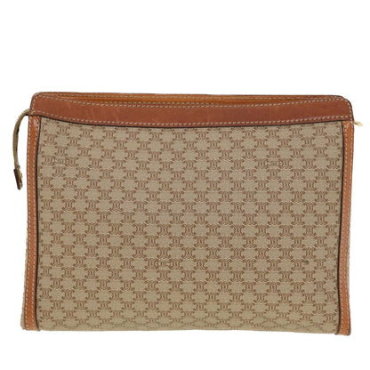 Luxury CELINE Macadam Canvas Clutch Bag PVC Leather Beige  41223