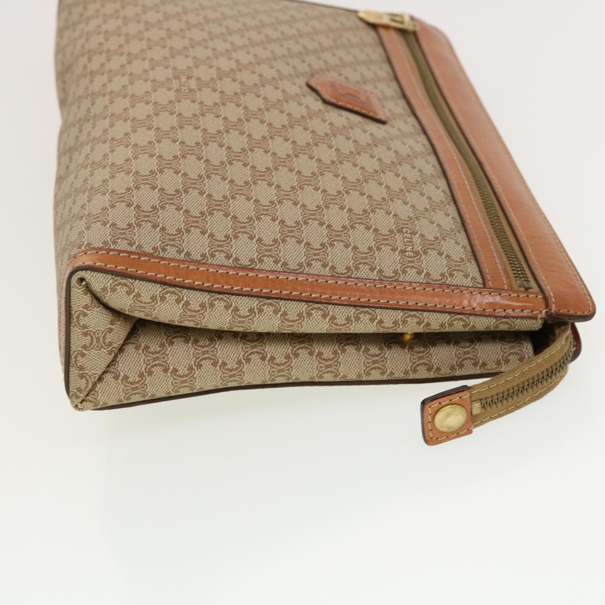 Luxury CELINE Macadam Canvas Clutch Bag PVC Leather Beige  41223
