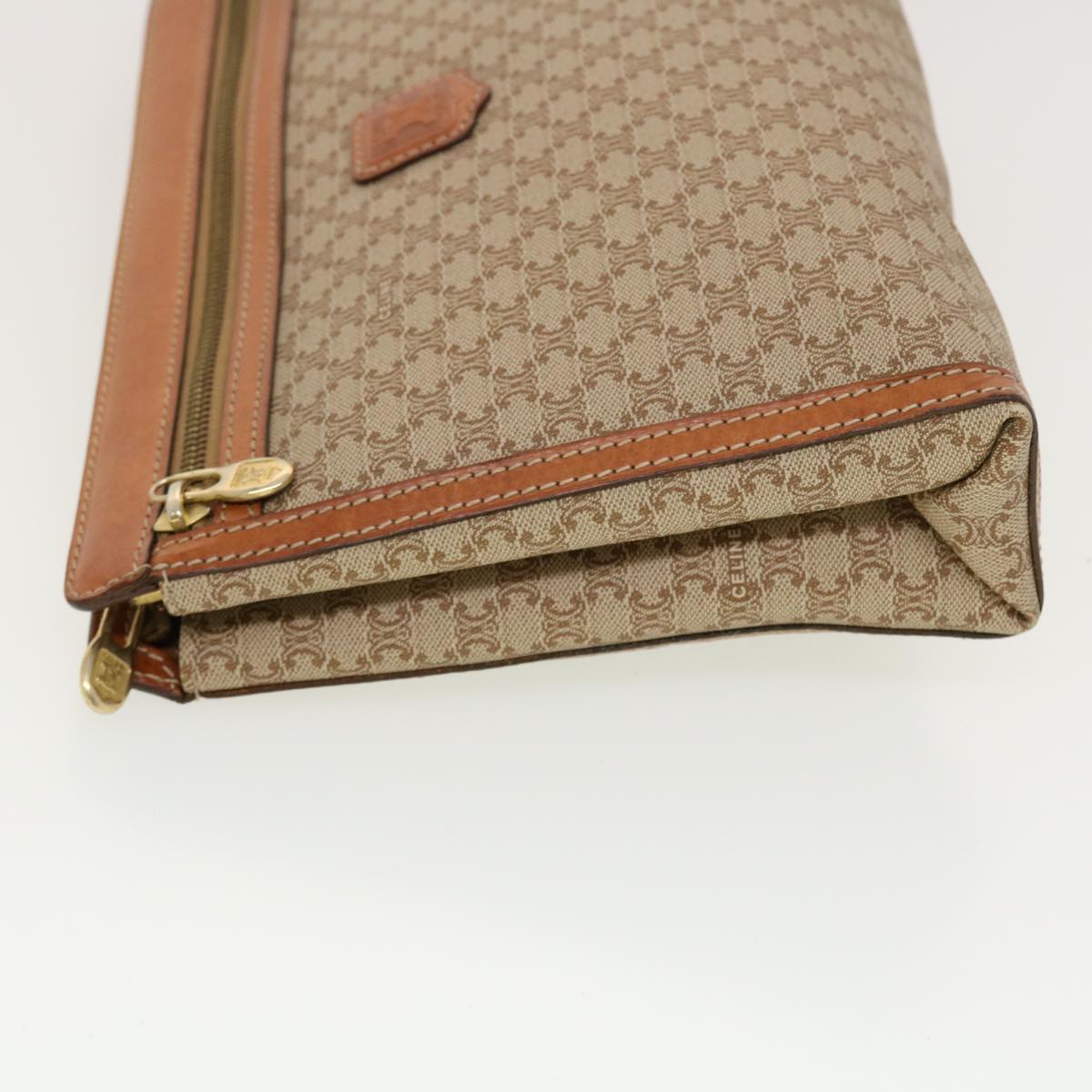 Luxury CELINE Macadam Canvas Clutch Bag PVC Leather Beige  41223