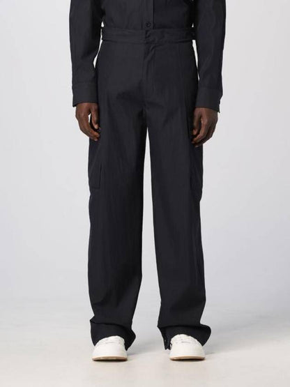 Luxury Bottega Veneta Cargo Cotton Twill Straight Pants Midnight Blue