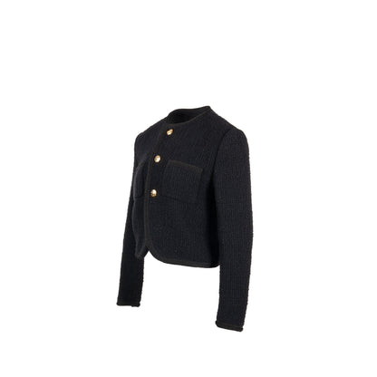 Celine Size 40 Chasseur Jacket Tweed Black