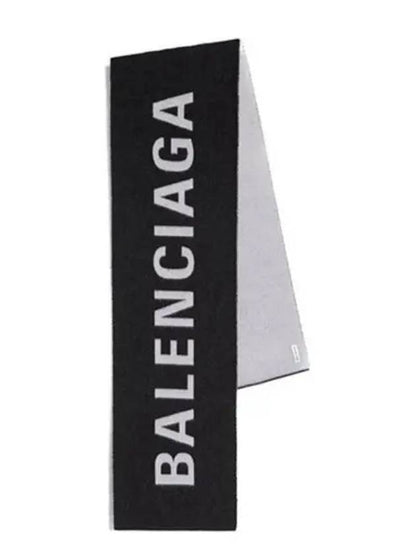 Luxury Balenciaga Trending 2025 Wool Jacquard Logo Muffler Black