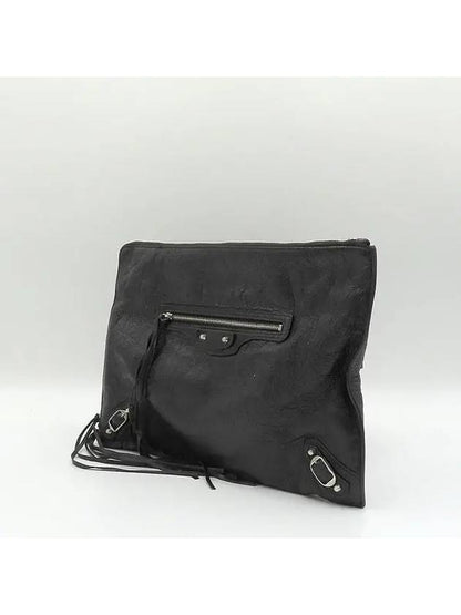 Luxury Balenciaga Trending 2025 362967 Black leather classic gold zip up decoration clutch bag