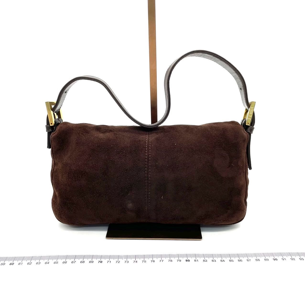 Fendi Baguette Dark Chocolate Brown Suede Leather Shoulder Bag