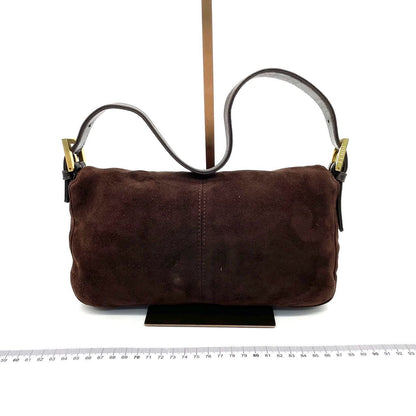 Fendi Baguette Dark Chocolate Brown Suede Leather Shoulder Bag