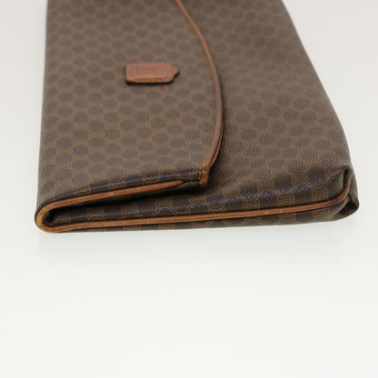 Luxury CELINE Macadam Canvas Clutch Bag PVC Leather Brown  42837
