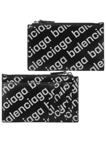 Luxury Balenciaga Trending 2025 All Over Logo Card Wallet Black