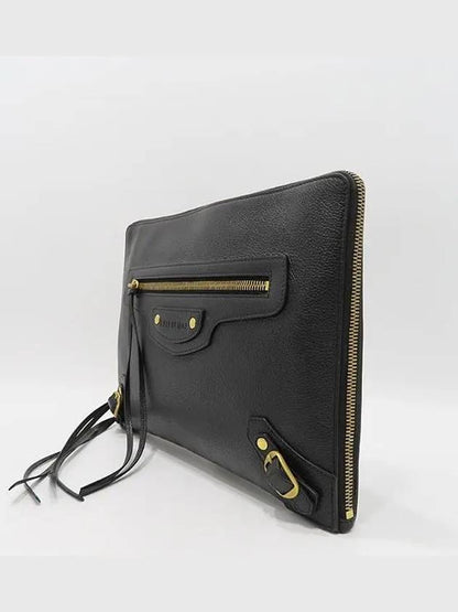 Luxury Balenciaga Trending 2025 652490 Black Grain Calfskin Neo Classic Clutch