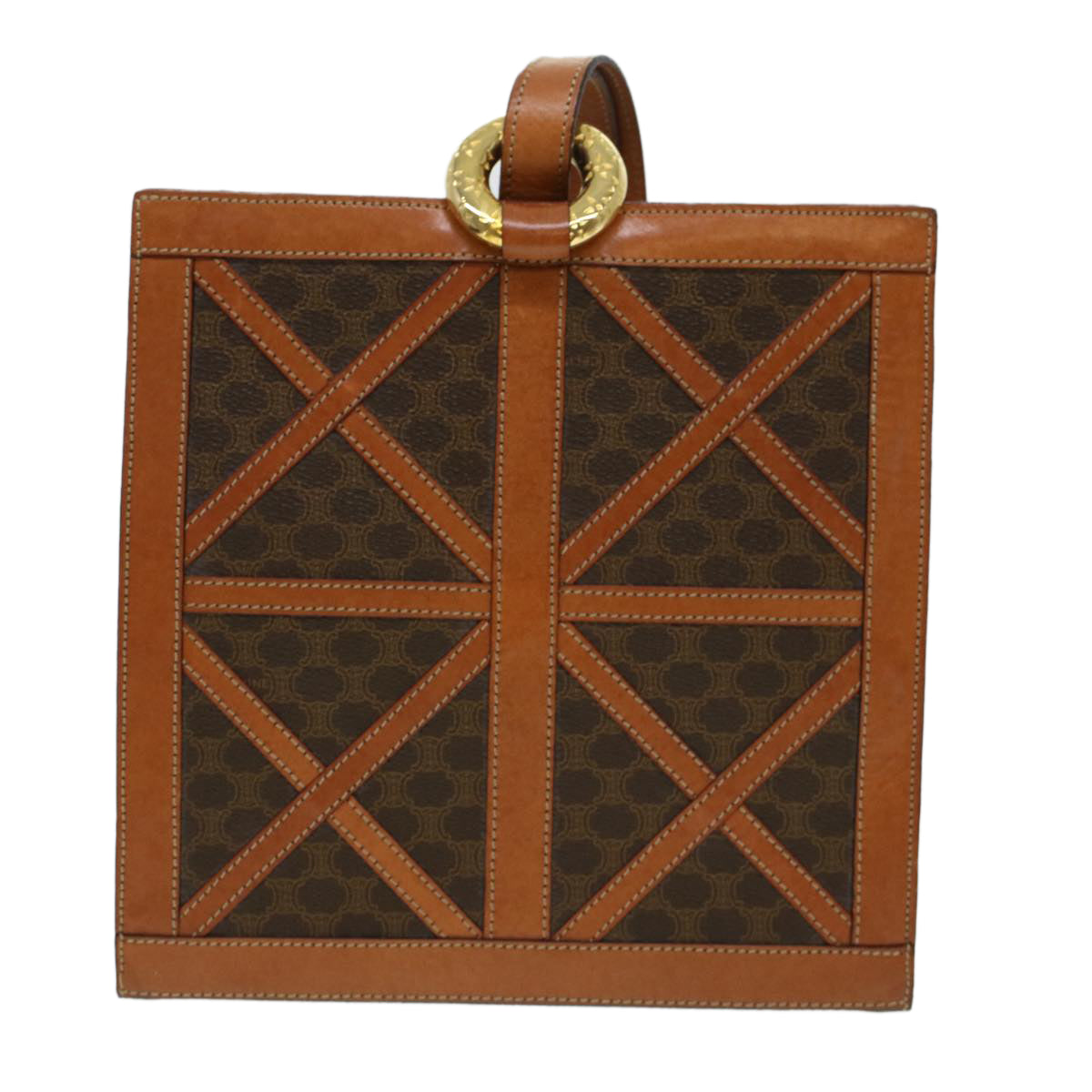 Luxury CELINE Macadam Canvas Shoulder Bag PVC Leather Brown  43112