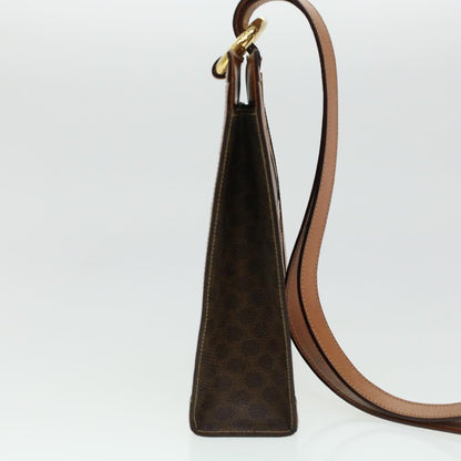 Luxury CELINE Macadam Canvas Shoulder Bag PVC Leather Brown  43112